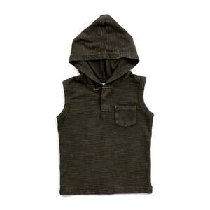 Bear Camp Toddler Boy Mineral Wash Henley Hood Tank Green 2T